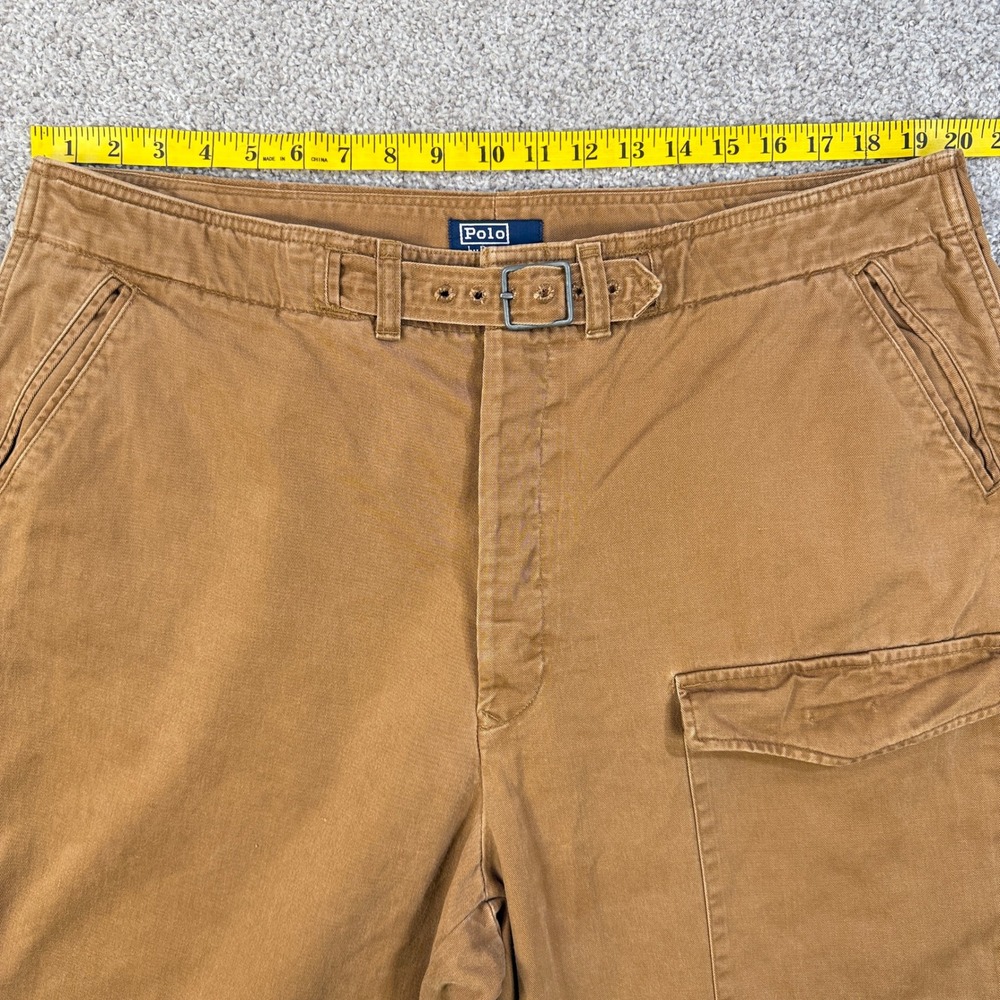 Vintage Polo Ralph Lauren Belted Pants Mens 40/32 Brown Canvas Cargo Cotton USA - Picture 13 of 16